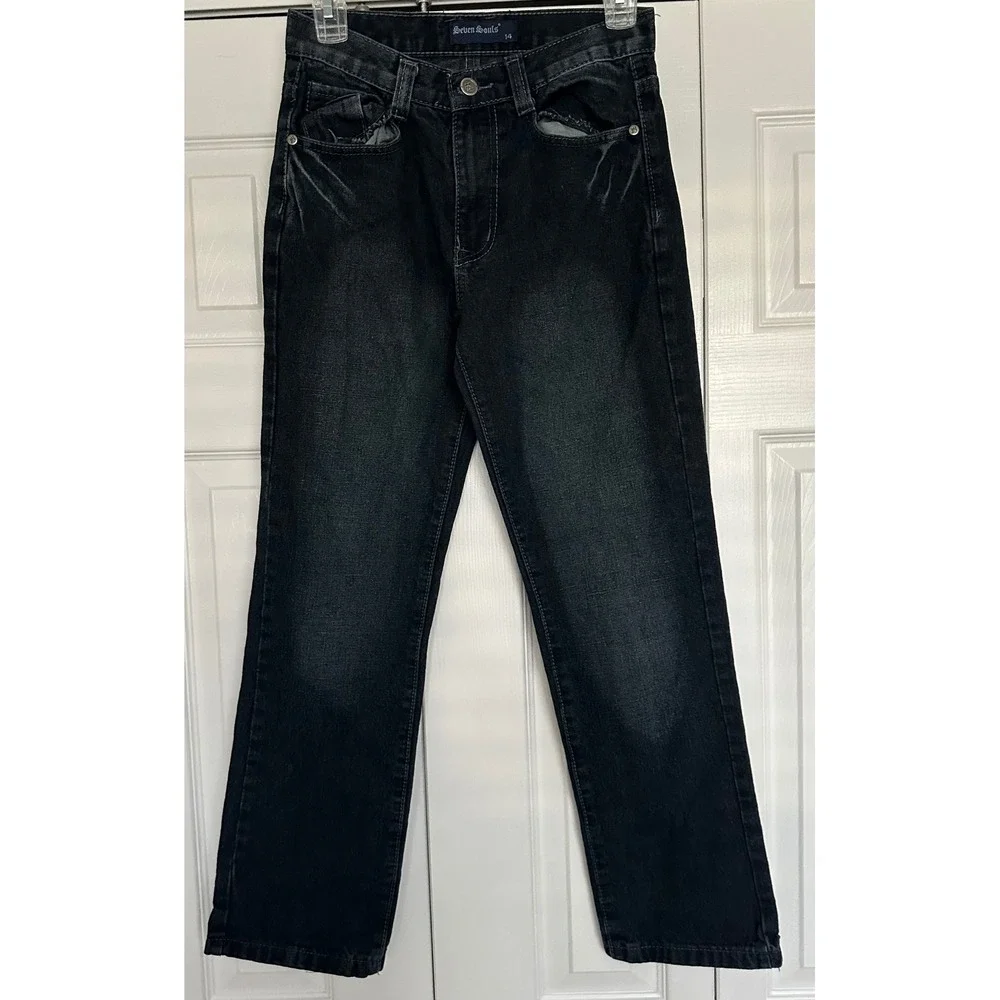 Seven Souls Kids Boys Jeans Size‎ 14 Dark Wash Straight Leg DenI'm